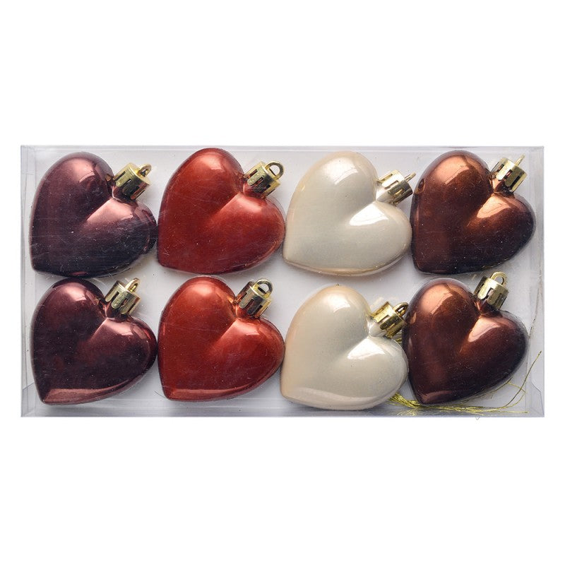 Clayre & Eef Christbaumanhänger 8er-Set „Herzförmig-Silhouette“ aus Kunststoff in Weiß-Silber, 5x1x5 cm (65615)