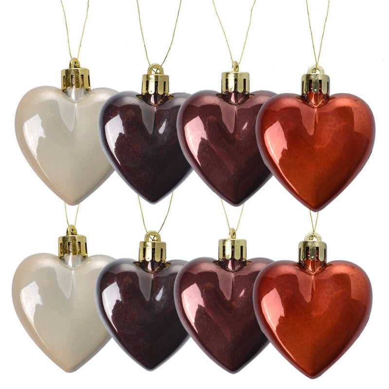 Clayre & Eef Christbaumanhänger 8er-Set „Herzförmig-Silhouette“ aus Kunststoff in Weiß-Silber, 5x1x5 cm (65615)