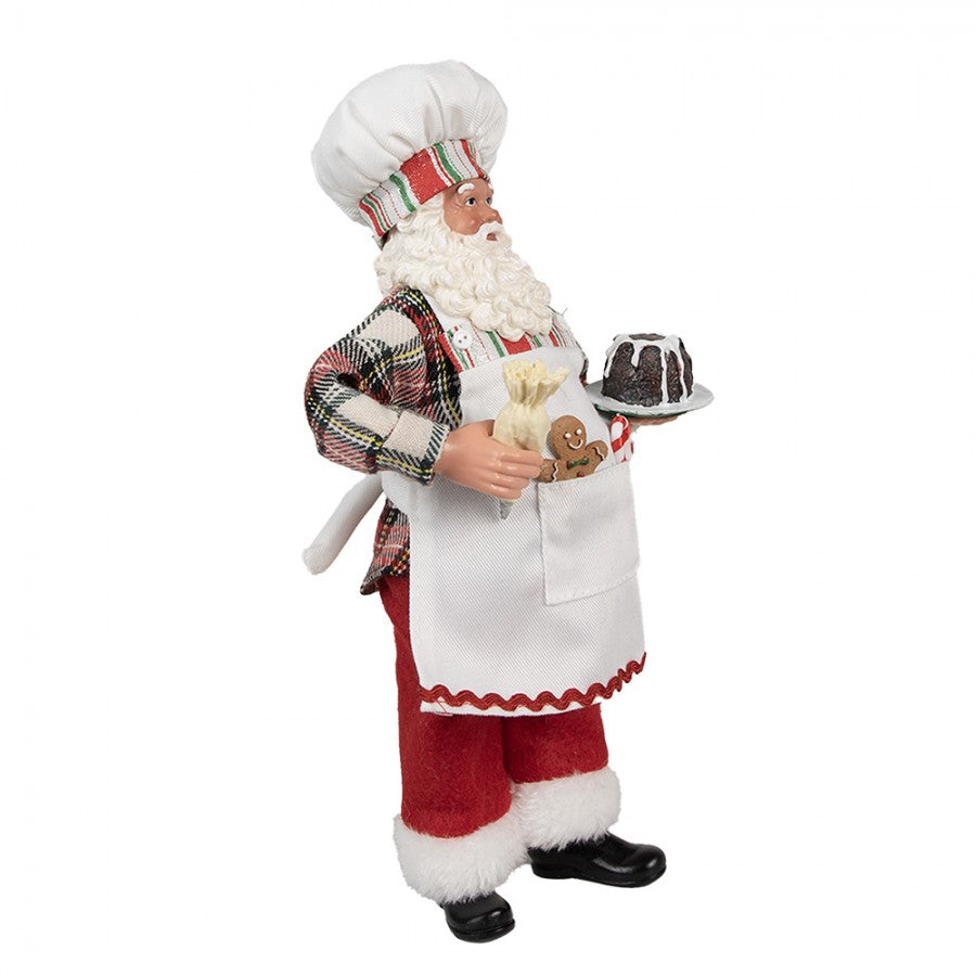 Clayre & Eef Textil-Weihnachtsmann „in der Weihnachtsbäckerei“, 16x9x28 cm (65629)