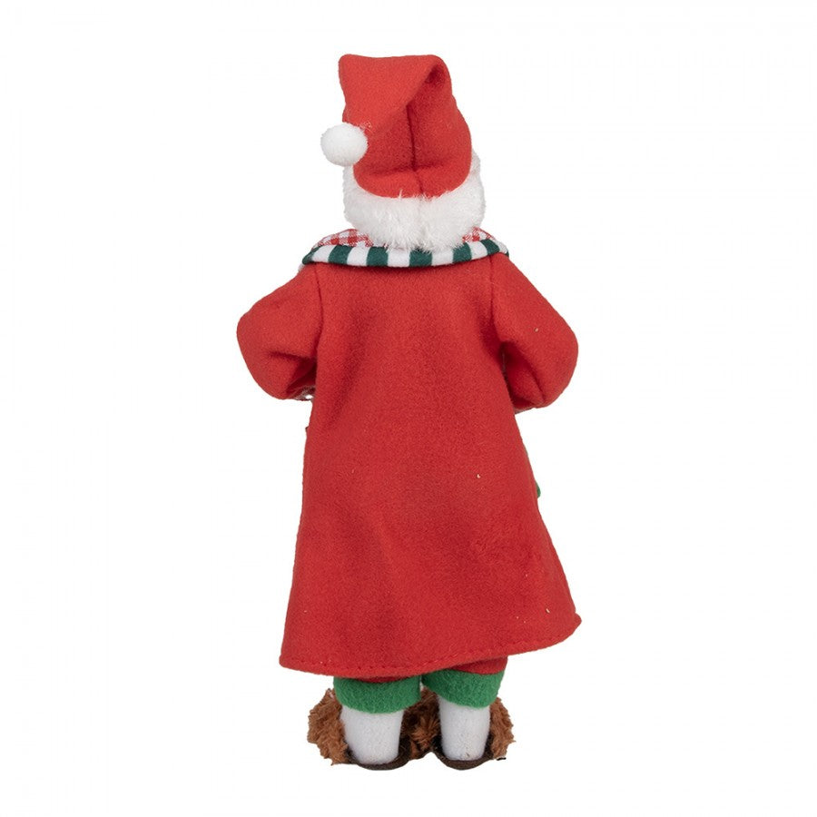 Clayre & Eef Textil-Weihnachtsmann „Mit Gaben & Reiser“ aus Textil, 15x9x28 cm (65630)
