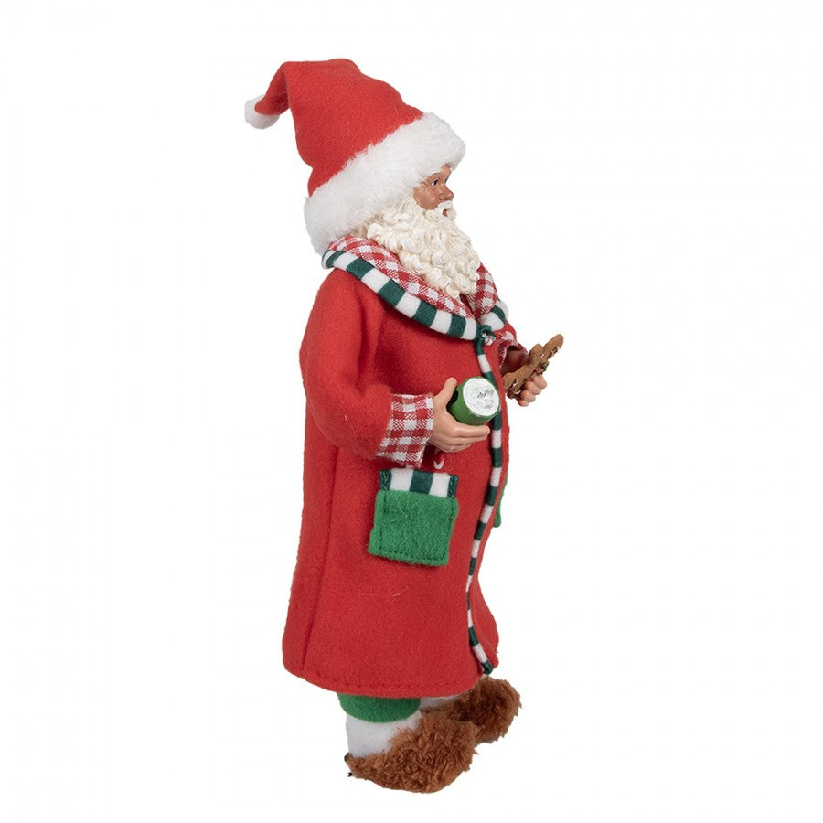 Clayre & Eef Textil-Weihnachtsmann „Mit Gaben & Reiser“ aus Textil, 15x9x28 cm (65630)