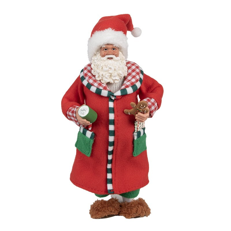 Clayre & Eef Textil-Weihnachtsmann „Mit Gaben & Reiser“ aus Textil, 15x9x28 cm (65630)