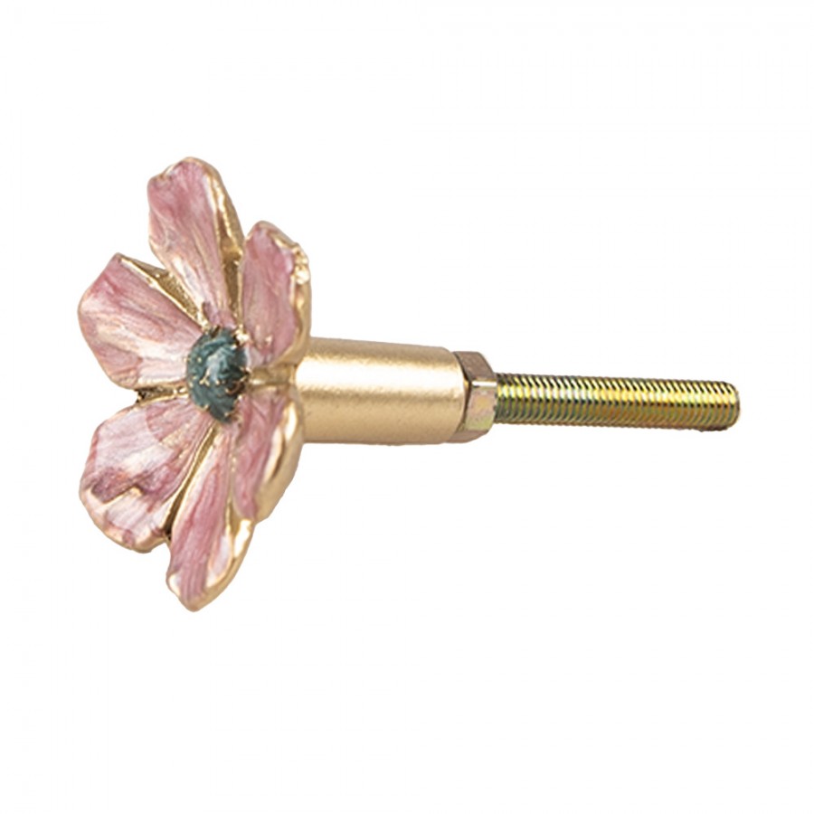 Metall-Möbelknauf Blume Zartrosa-Gold Ø 4x3 cm von Clayre & Eef (65741)