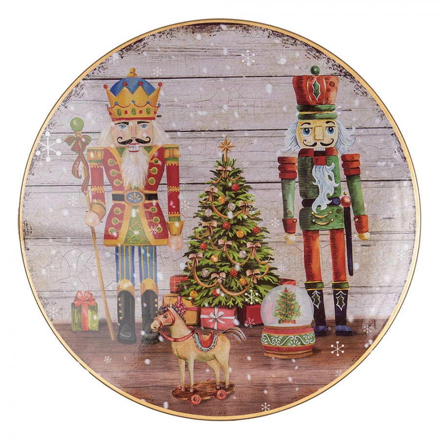 XXL-Tortenplatte auf Fuß Nussknacker Spielzeugstube Rot Ø 33x14 cm von Clayre & Eef (65752)