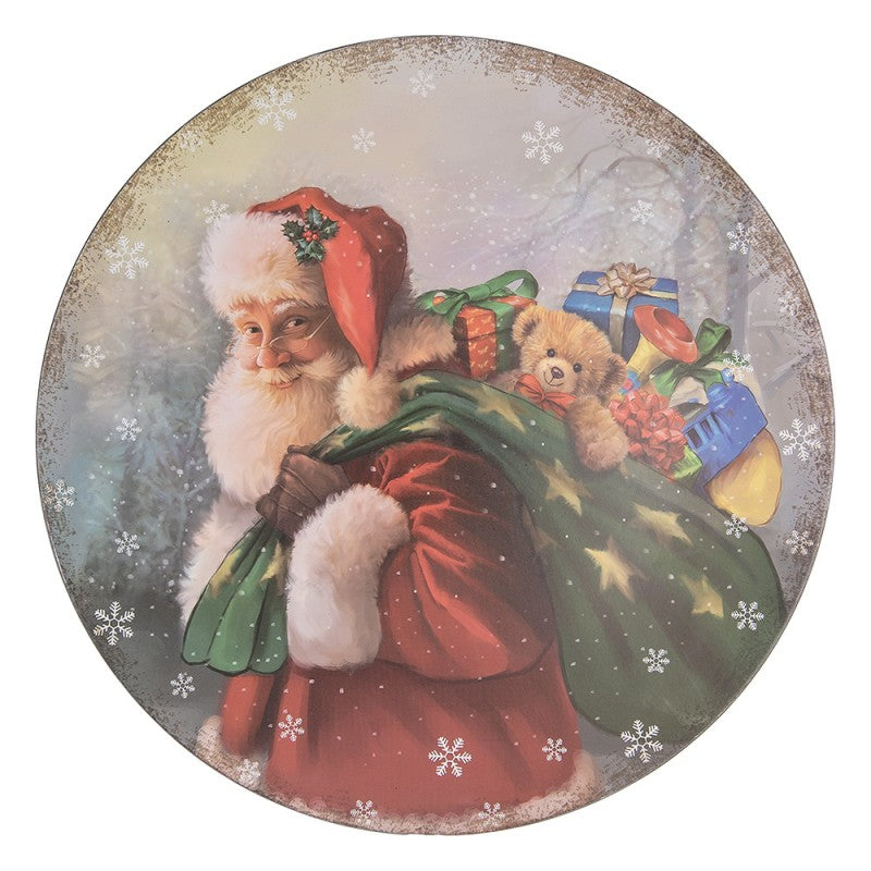 XXL Platzteller Weihnachtsmann Spielzeugsack Rot-Grün Ø 40 cm Speiseteller von Clayre & Eef (65761)