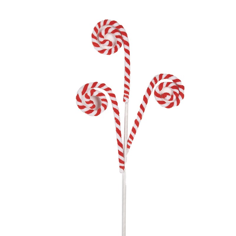 Weihnachtsdekoration Zuckerstange Pick Tannenzapfen Beeren Rot Weiß 17x1x66 cm von Clayre & Eef (65849)