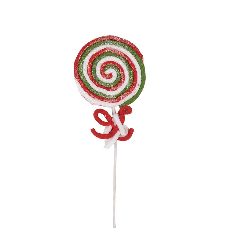 Weihnachtsdekoration Lollypop Lutscher Candy Swirl Rot Grün Weiß 10x1x42 cm von Clayre & Eef (65855)