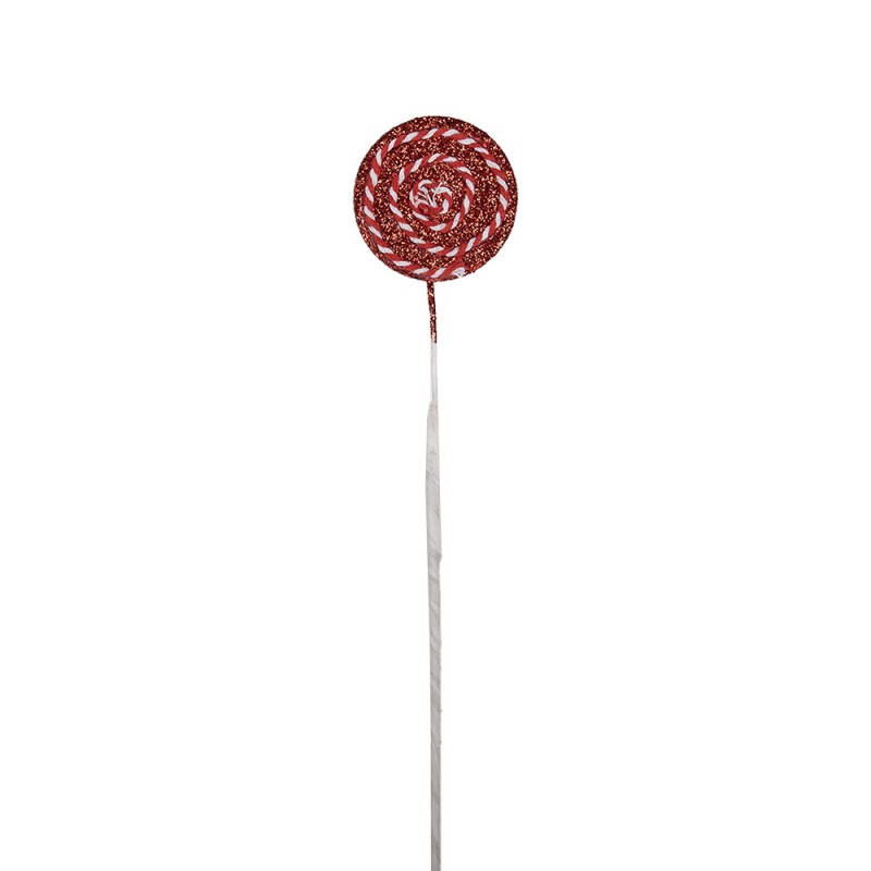 Weihnachtsdekoration Lollypop Lutscher Dekostecker Candy Swirl Glitzer Rot Weiß 6x2x40 cm von Clayre & Eef (65867)