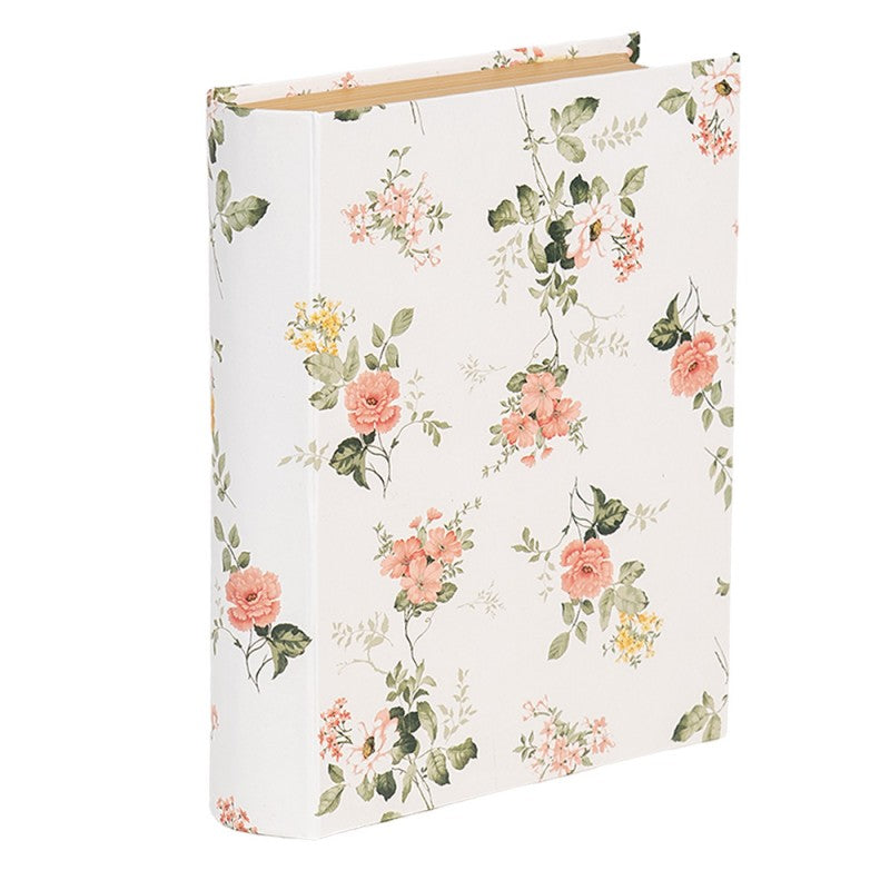 Buchbox Aufbewahrungsbox Buchattrappe Blumen Weiß Karton 17x14x5 cm von Clayre & Eef (66013W)