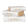 Buchboxen 3er Set Aufbewahrungsboxen Buchattrappen Pfingstrosen Weiß Grün Karton bis 29 cm von Clayre & Eef (66021)