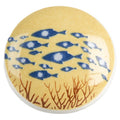 Keramik-Möbelknauf Rund Maritim Fischschwarm Blau-Gelb Ø 4x2 cm von Clayre & Eef (66055)
