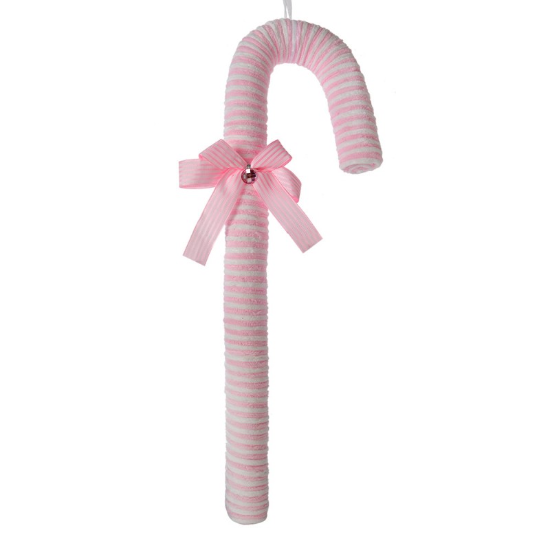 Weihnachtsdekoration Zuckerstange XXL Schleife Kristall Rosa Weiß 17x5x56 cm von Clayre & Eef (66103L)