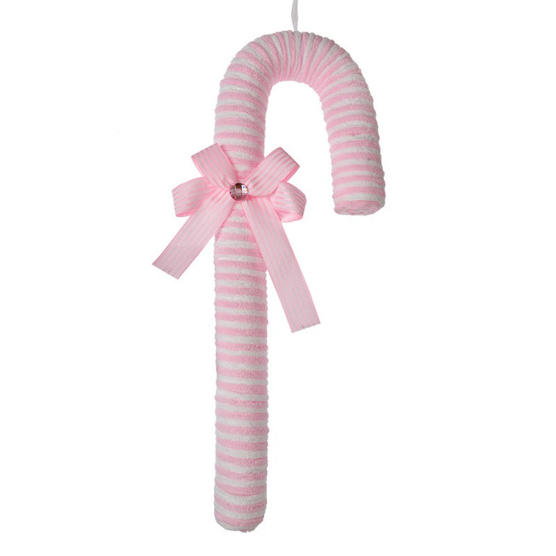 Weihnachtsdekoration Zuckerstange XL Schleife Kristall Rosa Weiß 17x5x45 cm von Clayre & Eef (66103M)