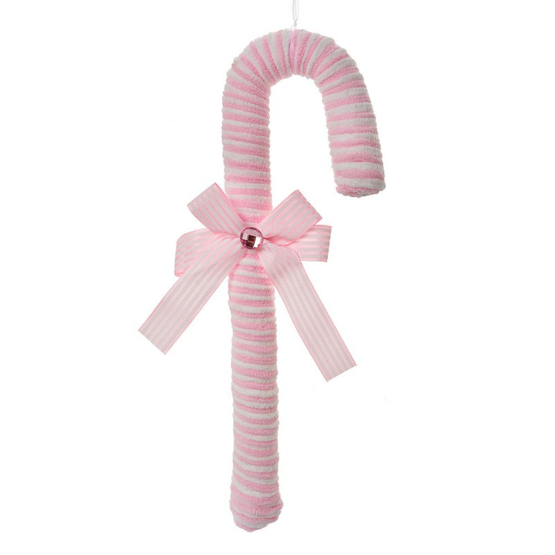 Weihnachtsdekoration Zuckerstange XL Schleife Kristall Rosa Weiß 12x4x36 cm von Clayre & Eef (66103S)