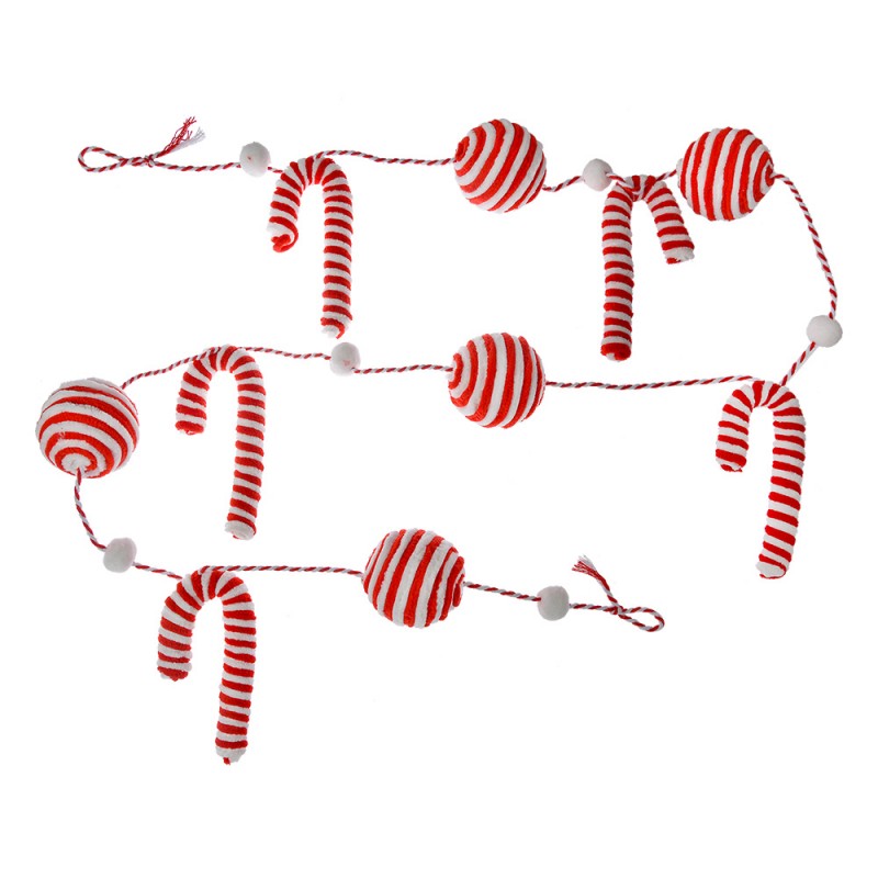Clayre & Eef Weihnachtsgirlande Zuckerstangen 170 cm Rot Weiß – Festliche Deko-Girlande (66113)