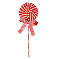 Weihnachtsanhänger Lollypop Lutscher Candy Swirl Chenille Schleife Rot Weiß 9x2x25 cm von Clayre & Eef (66114R)