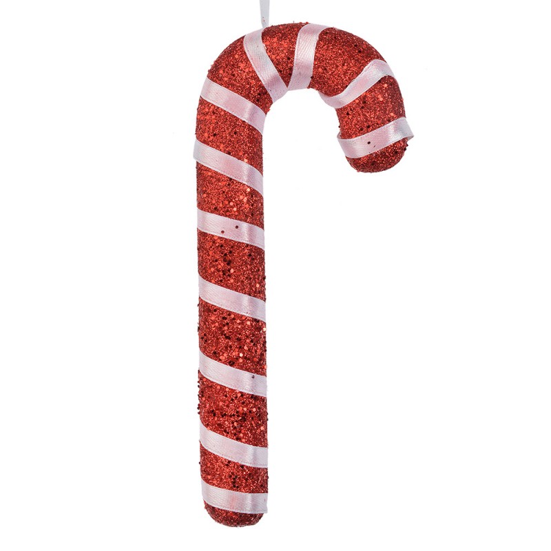 Weihnachtsanhänger Zuckerstange Glitzer Pompons Pastell 8x2x17 cm von Clayre & Eef (66181)