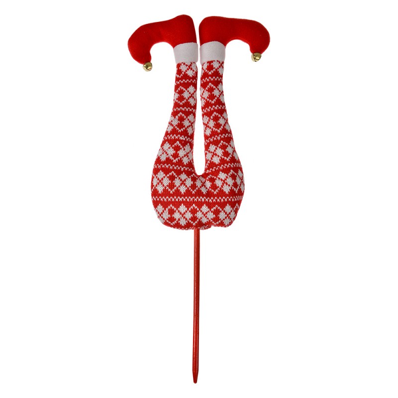Weihnachtsdeko Stecker Wichtelbeine Norwegermuster Rot-Weiß 19x4x50 cm von Clayre & Eef (66193)