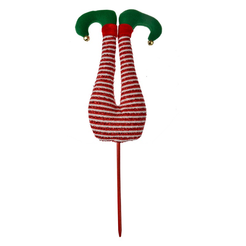 Weihnachtsdeko Stecker Wichtelbeine Glitzer Rot-Weiß-Grün 19x4x52 cm Holz von Clayre & Eef (66194)