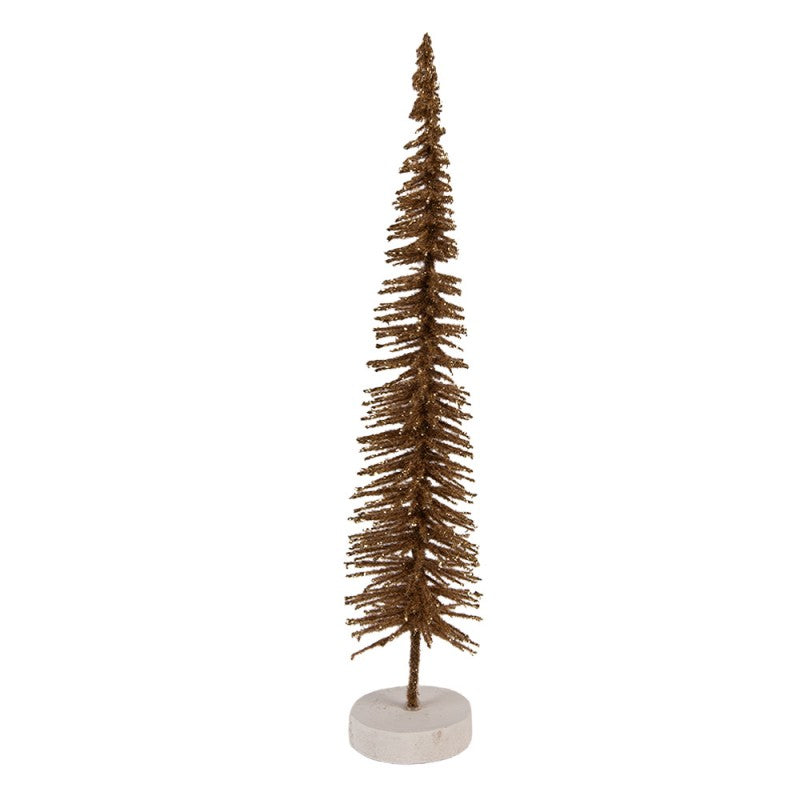 Deko-Weihnachtsbaum Bottlebrush mit Holzfuß & Glitzer Braun Ø 6x30 cm von Clayre & Eef (66316BR)
