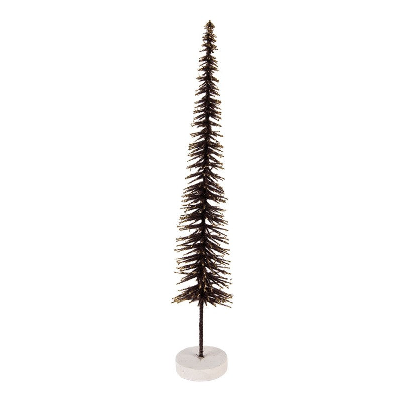 Deko-Weihnachtsbaum Bottlebrush mit Holzfuß & Glitzer Schokobraun Ø 8x40 cm von Clayre & Eef (66317CH)