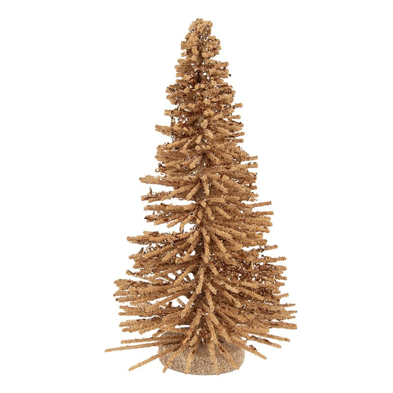 Deko-Weihnachtsbaum Bottlebrush mit Holzfuß & Glitzer Beige Ø 14x25 cm von Clayre & Eef (66318BE)