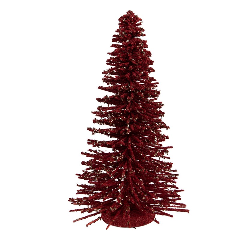 Deko-Weihnachtsbaum Bottlebrush mit Holzfuß & Glitzer Rot Ø 17x30 cm von Clayre & Eef (66319R)