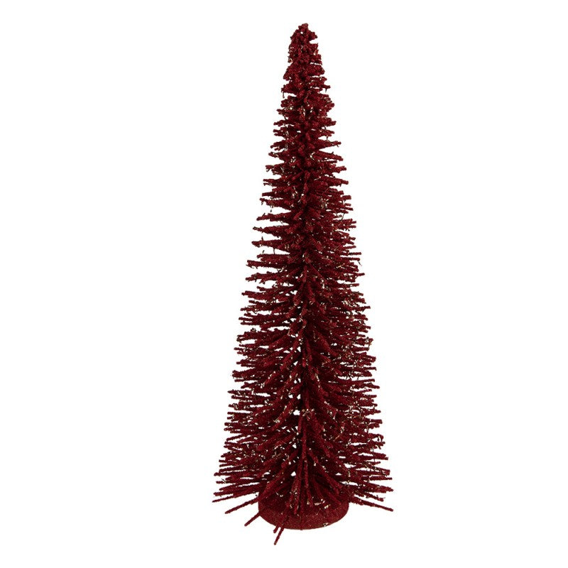 Deko-Weihnachtsbaum Bottlebrush XL mit Holzfuß & Glitzer Rot Ø 20x50 cm von Clayre & Eef (66320R)