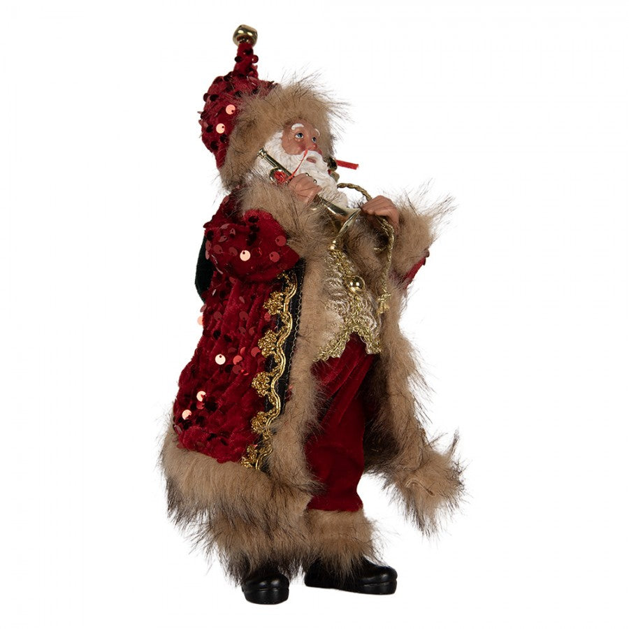 Clayre & Eef Textil-Weihnachtsmann „Nostalgischer Gabenbringer“, 16x12x31 cm (66322)