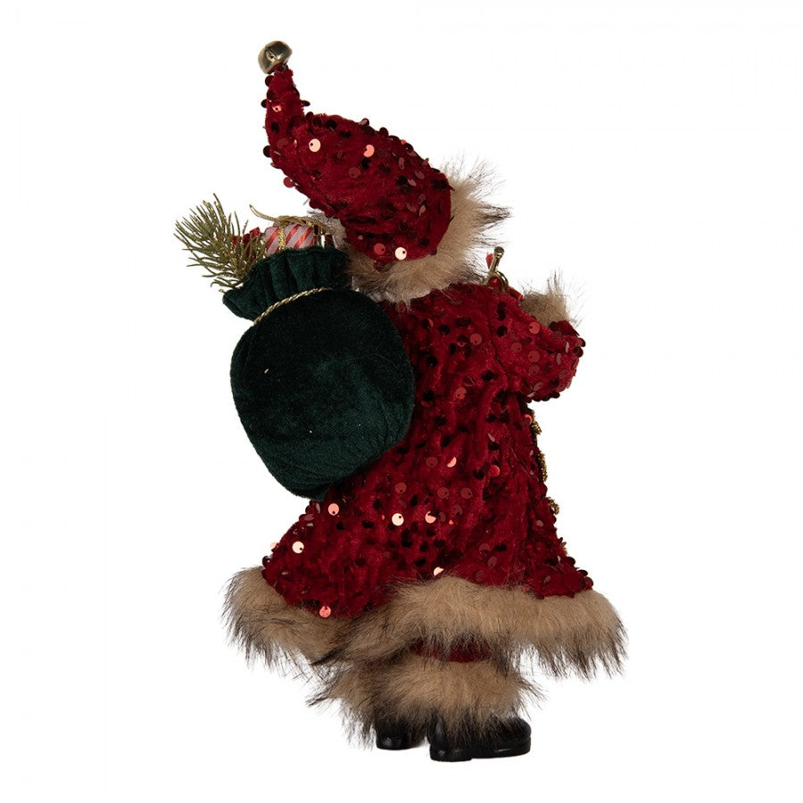 Clayre & Eef Textil-Weihnachtsmann „Nostalgischer Gabenbringer“, 16x12x31 cm (66322)