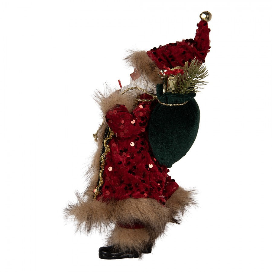 Clayre & Eef Textil-Weihnachtsmann „Nostalgischer Gabenbringer“, 16x12x31 cm (66322)