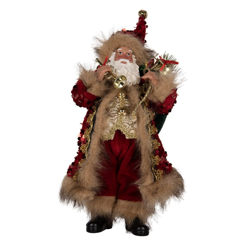 Clayre & Eef Textil-Weihnachtsmann „Nostalgischer Gabenbringer“, 16x12x31 cm (66322)