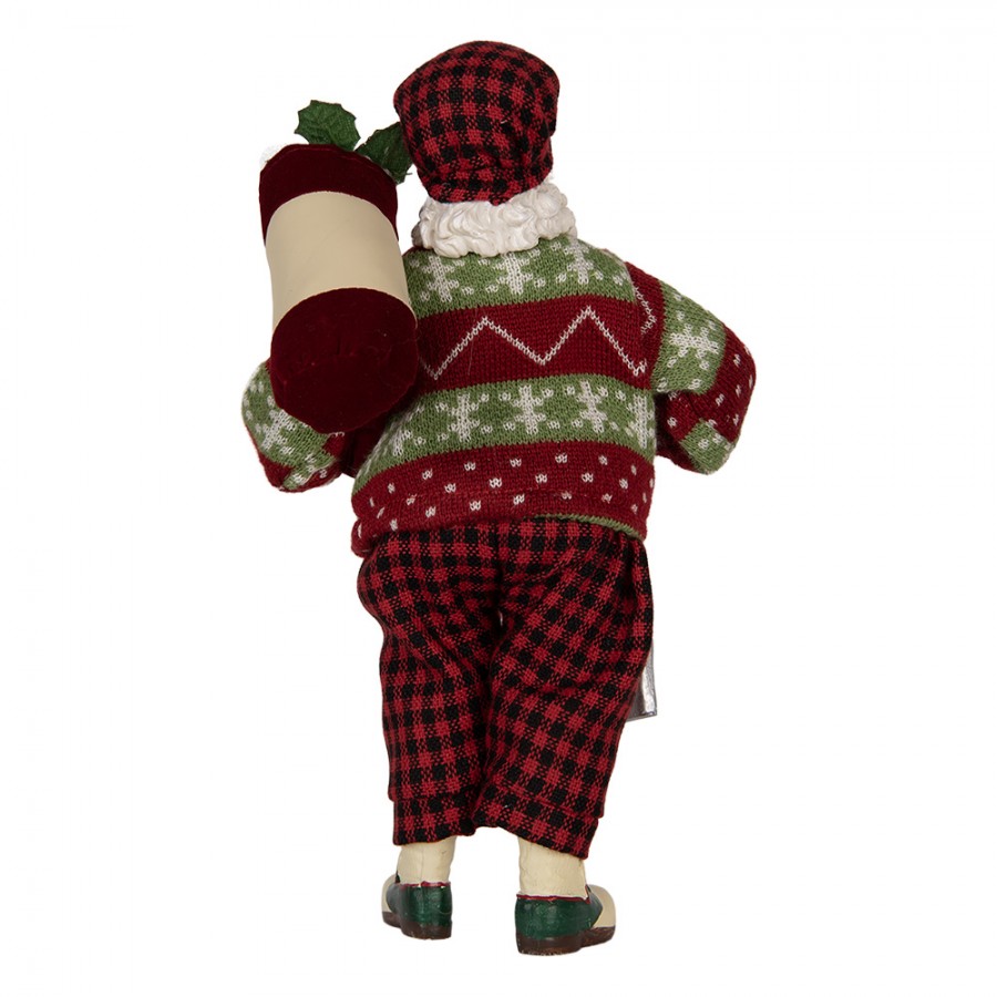 Clayre & Eef Textil-Weihnachtsmann „Golf-Spieler“, 16x11x28 cm (66323)