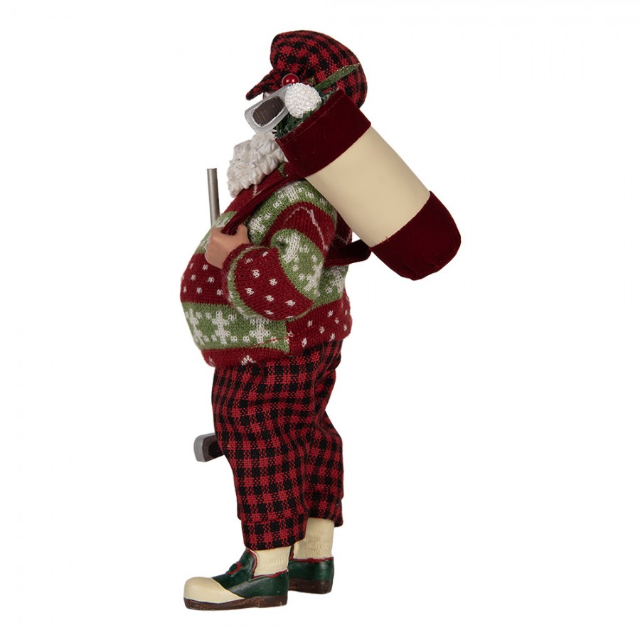 Clayre & Eef Textil-Weihnachtsmann „Golf-Spieler“, 16x11x28 cm (66323)