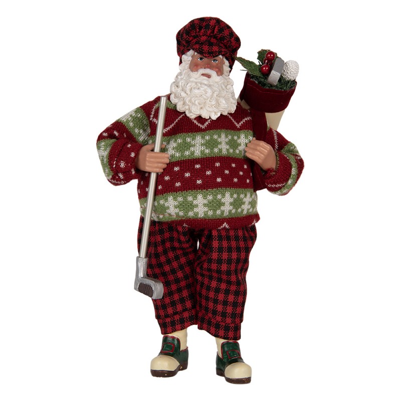 Clayre & Eef Textil-Weihnachtsmann „Golf-Spieler“, 16x11x28 cm (66323)