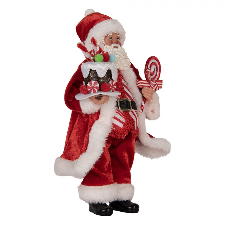 Clayre & Eef Textil-Weihnachtsmann „mit Süßigkeiten Zuckerstangen Kuchen“, 16x8x28 cm (66325)
