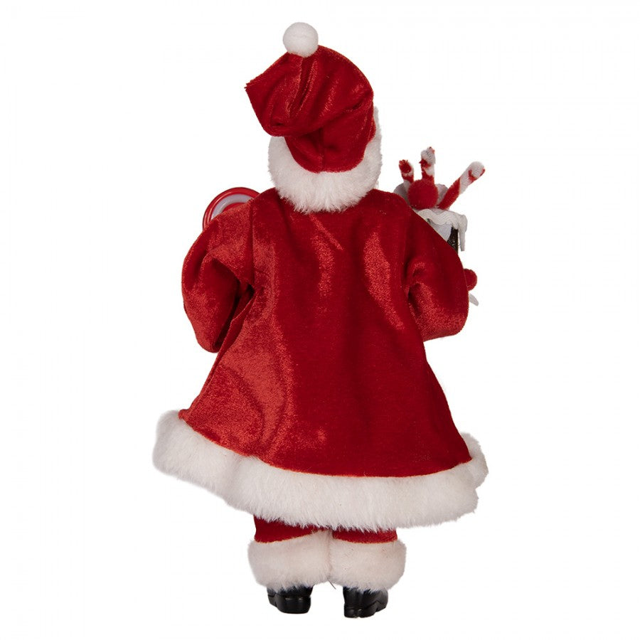 Clayre & Eef Textil-Weihnachtsmann „mit Süßigkeiten Zuckerstangen Kuchen“, 16x8x28 cm (66325)