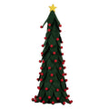 Deko-Weihnachtsbaum aus Filz mit Pompoms & Stern Grün Rot Ø 15x45 cm von Clayre & Eef (66338)