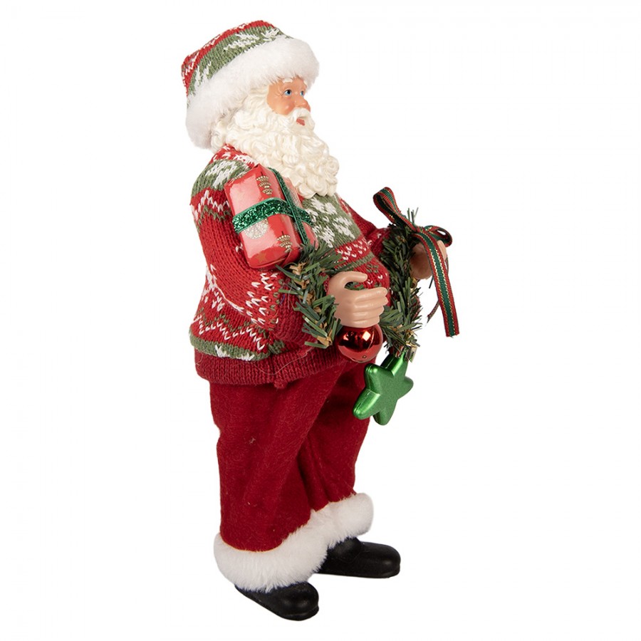 Clayre & Eef Textil-Weihnachtsmann „Mit Tannenbaumkette“, 16x11x27 cm (66357)