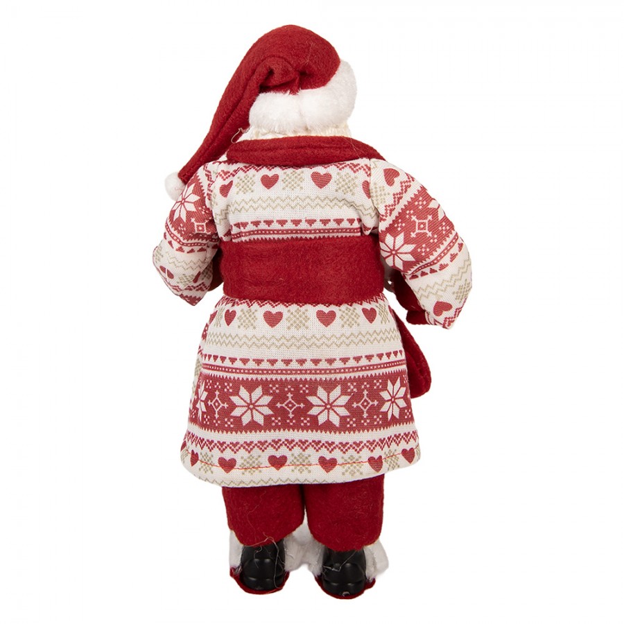 Clayre & Eef Textil-Weihnachtsmann mit Lebkuchenmann und Kaffee  15x11x28 cm (66360)