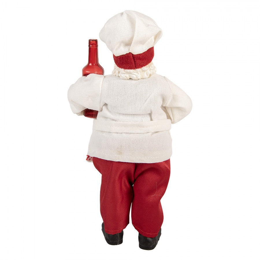 Clayre & Eef Textil-Weihnachtsmann „Koch mit Weinflasche“, 15x10x27 cm (66361)