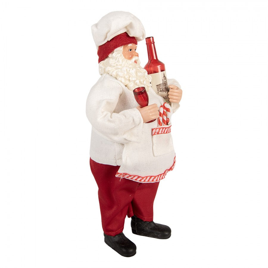 Clayre & Eef Textil-Weihnachtsmann „Koch mit Weinflasche“, 15x10x27 cm (66361)