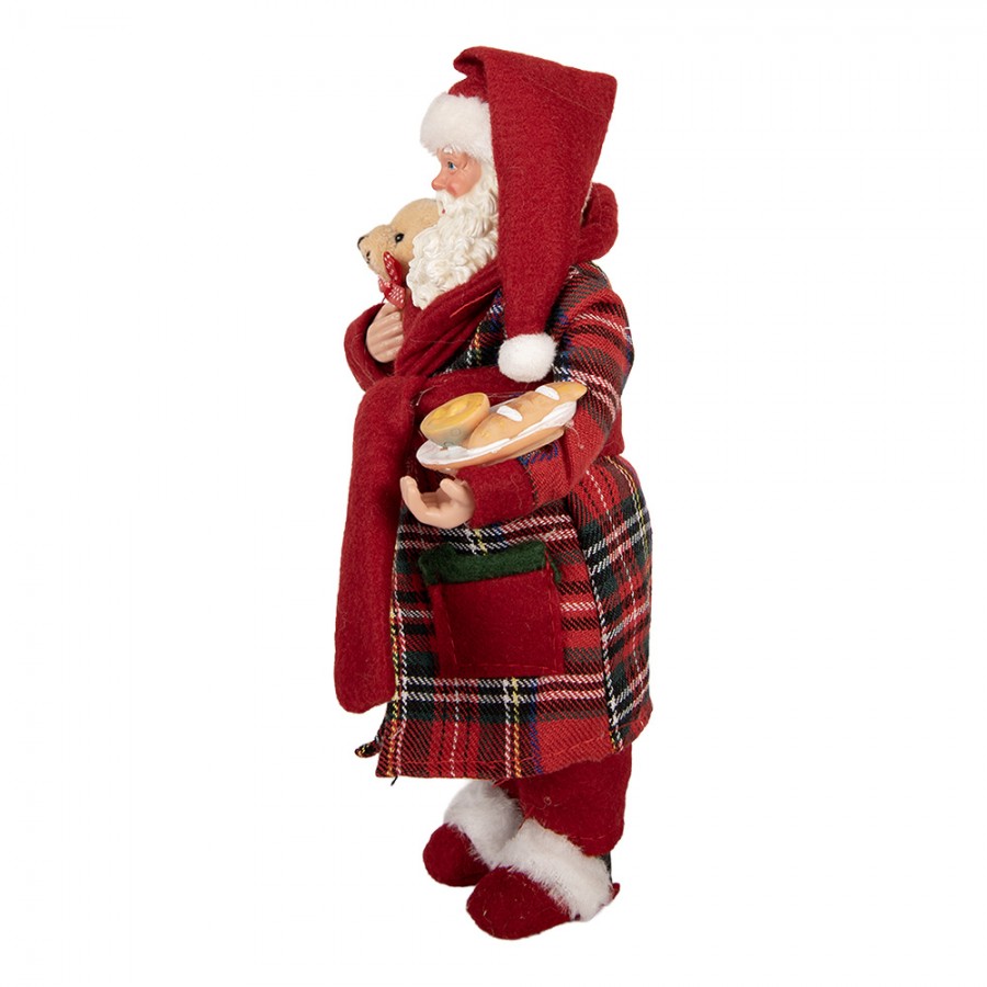 Clayre & Eef Textil-Weihnachtsmann mit Teddy-Bär, 16x11x28 cm (66362)