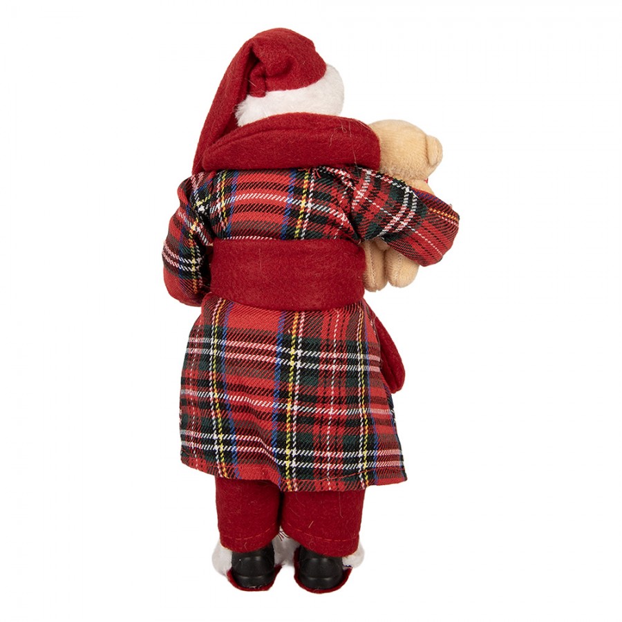 Clayre & Eef Textil-Weihnachtsmann mit Teddy-Bär, 16x11x28 cm (66362)