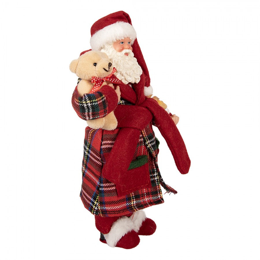 Clayre & Eef Textil-Weihnachtsmann mit Teddy-Bär, 16x11x28 cm (66362)