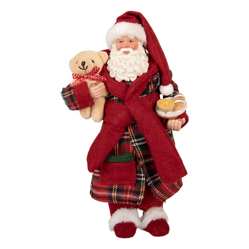 Clayre & Eef Textil-Weihnachtsmann mit Teddy-Bär, 16x11x28 cm (66362)