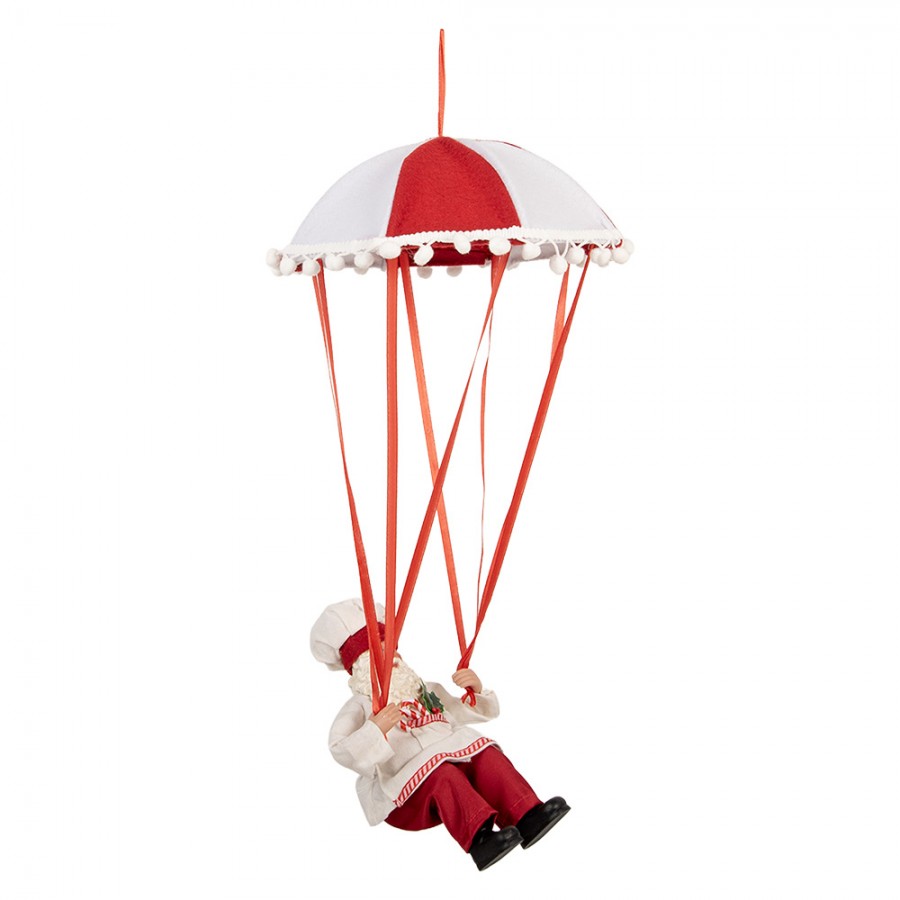 Clayre & Eef Textil-Weihnachtsmann „Fallschirm“, 25x25x55 cm (66363)