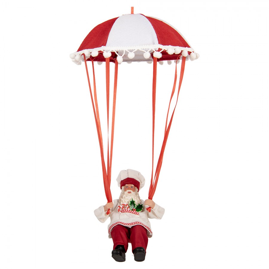 Clayre & Eef Textil-Weihnachtsmann „Fallschirm“, 25x25x55 cm (66363)