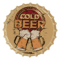 Kühlschrankmagnet Kronkorken Cold Beer Bierkrüge Beige Rot Metall Ø 7x1 cm von Clayre & Eef (66367)