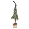 Deko-Weihnachtsbaum mit Birkenholzfuß & Zipfelspitze verschneit Grün Ø 13x50 cm von Clayre & Eef (66428)